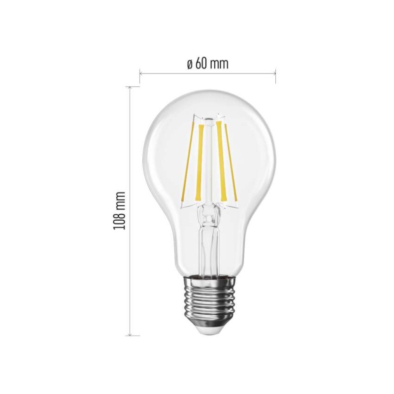 LED izzó Filament A60 / E27 / 5,9 W (60 W) / 806 lm / Meleg fehér