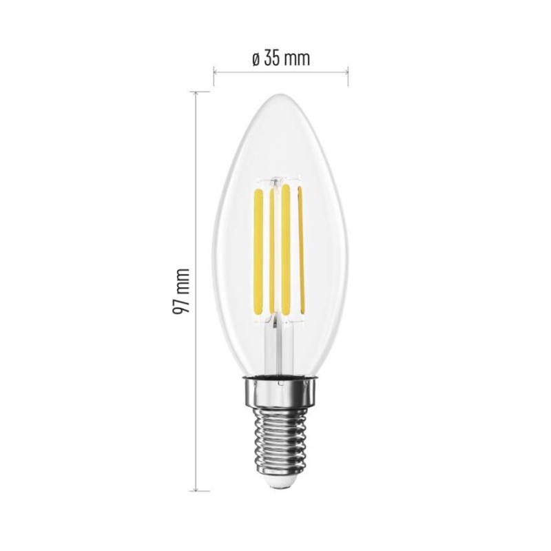 LED izzó Filament gyertya A CLASS/ E14 / 3,8 W (60 W) / 806 lm / Meleg fehér