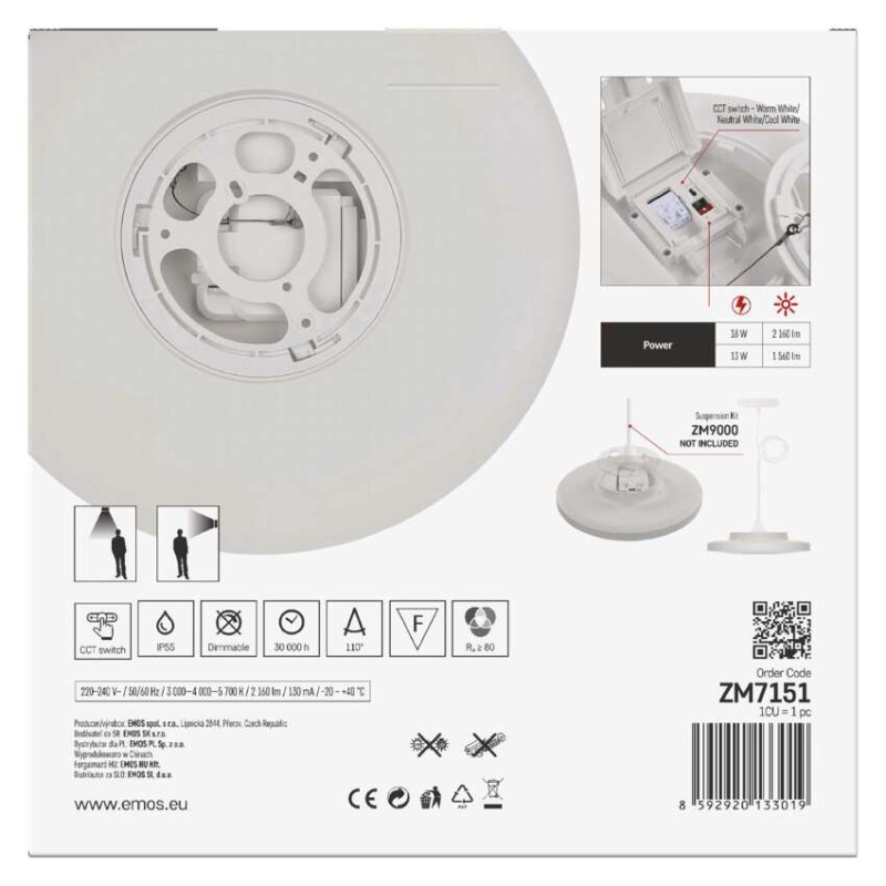 Oprawa LED natynkowa DIONI okrągła, biała, 18W, CCT