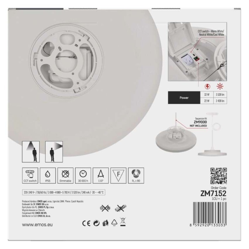 LED felületi lámpatest DIONI kerek, fehér, 32W, CCT