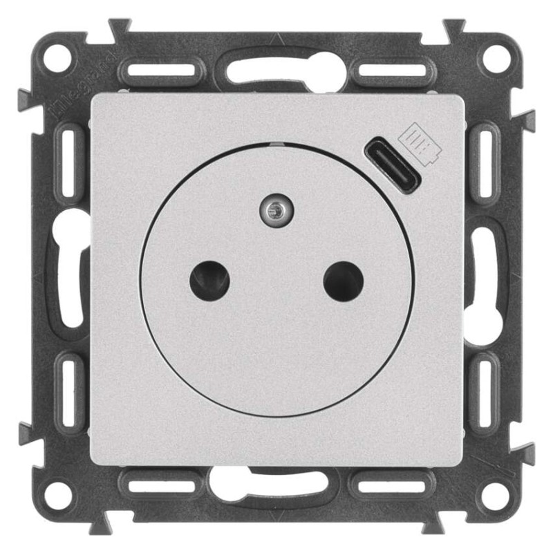 Legrand Valena Life zásuvka jednonásobná, USB-C, hliníková