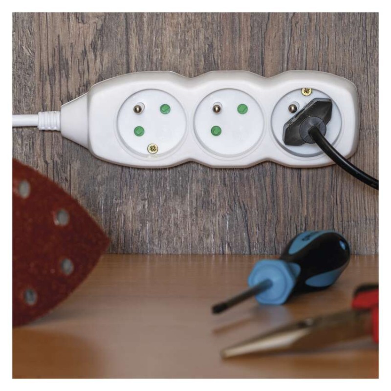 Prodlužovací kabel 3 m / 5 zásuvek / bílý / PVC / 1 mm2