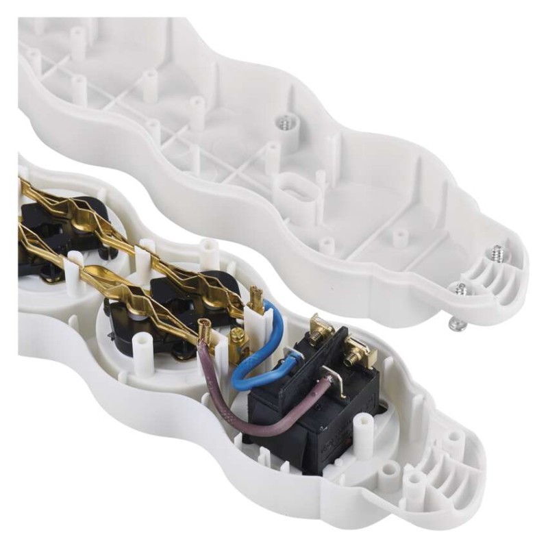 Samostatná 6 zásuvka s vypínačom, biela