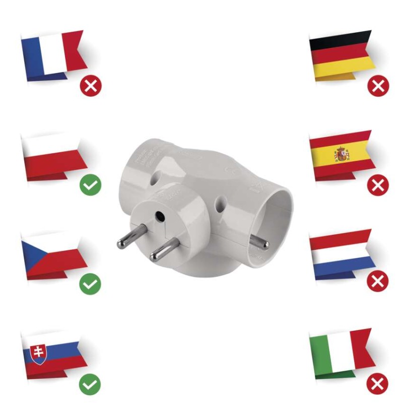 Rozbočovací zásuvka 3× kulatá