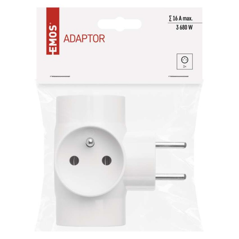 Rozbočovací zásuvka 3× kulatá