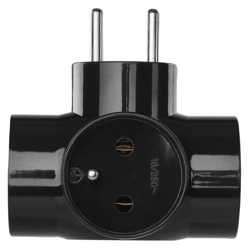 Rozgałęźnik 3x czarny