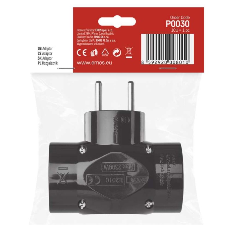 Rozgałęźnik 3x czarny