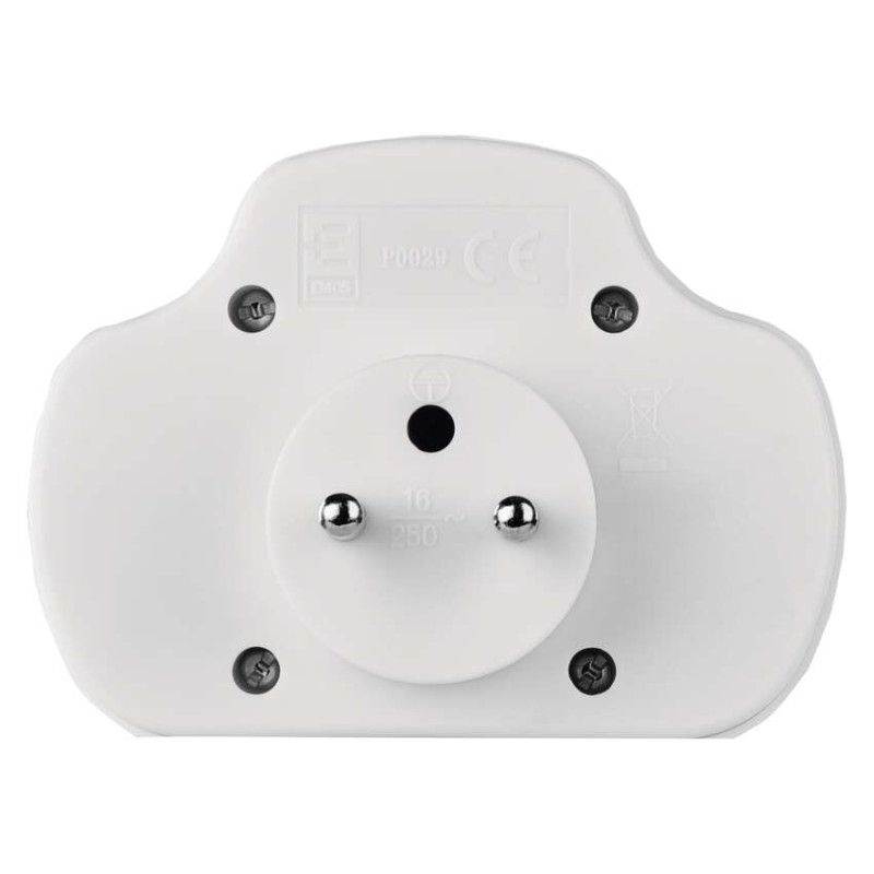 Rozgałęźnik 3x z wyłącznikiem biały