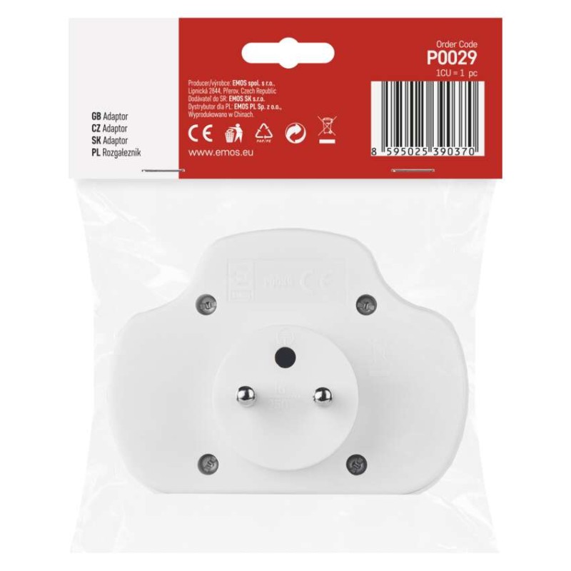 Rozgałęźnik 3x z wyłącznikiem biały