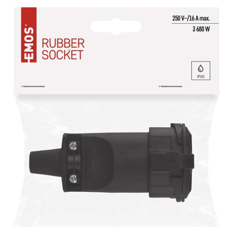 Gniazdo proste IP65 guma czarne