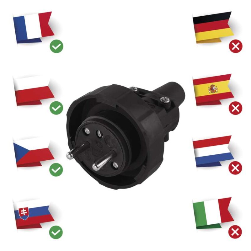 Wtyczka prosta IP65 guma czarna