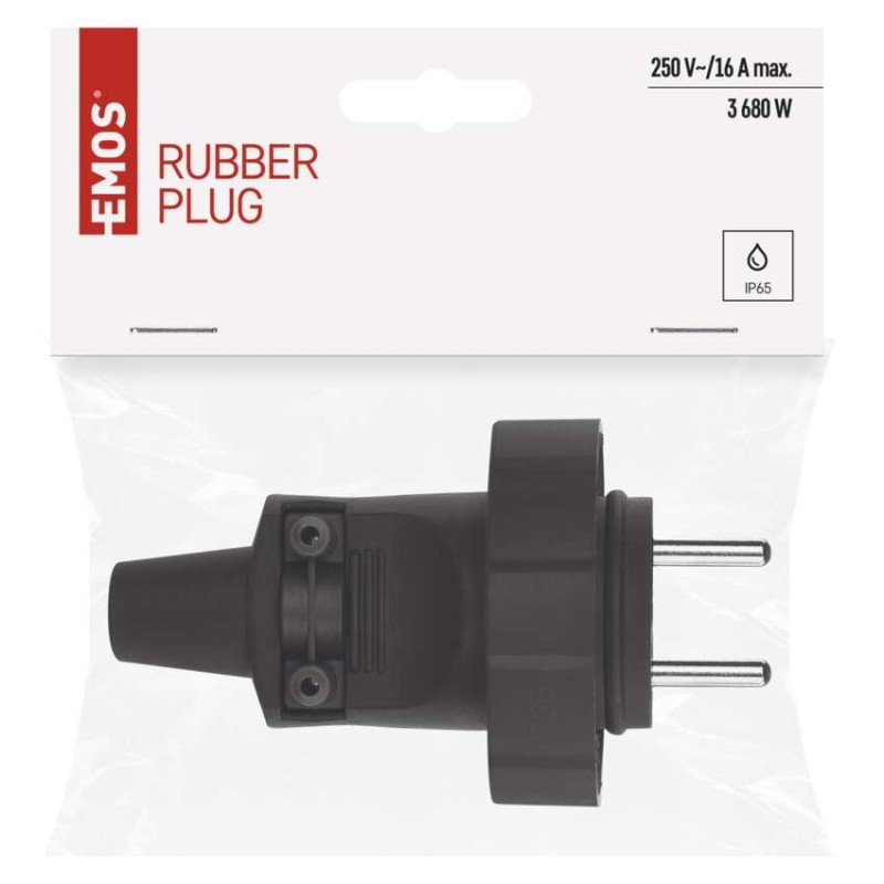 Wtyczka prosta IP65 guma czarna