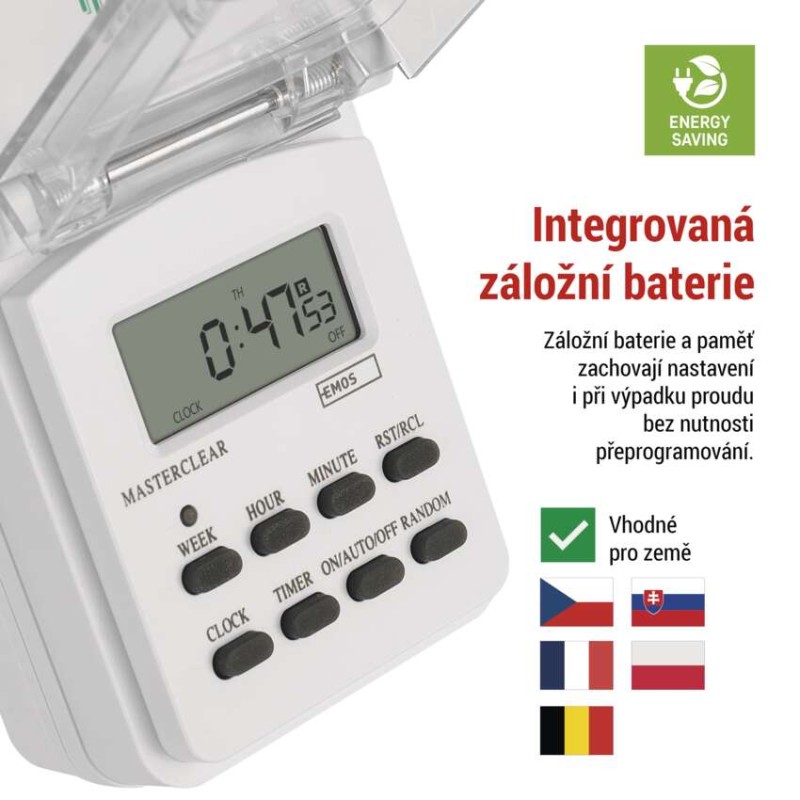 Časovač – digitální spínací zásuvka venkovní IP44