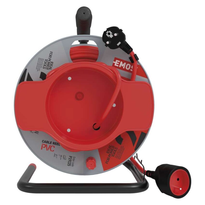 Prodlužovací kabel na bubnu 25 m / 1 zásuvka / červený / PVC / 230 V / 1,5 mm2