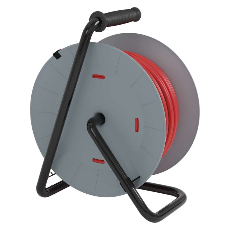 Predlžovací kábel na bubne 50 m / pevný stred / 4 zásuvky / červený / PVC / 230 V / 1,5mm2