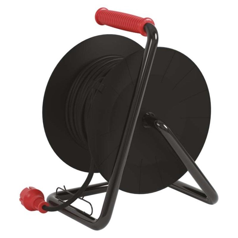 Venkovní prodlužovací kabel na bubnu 25 m / 4 zás. / černý / guma-neopren / 230V / 2,5 mm2