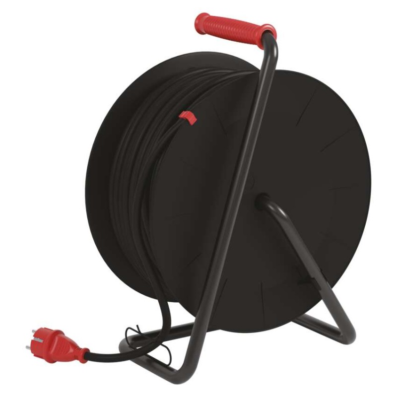 Venkovní prodlužovací kabel na bubnu 50 m / 4 zás. / černý / guma-neopren / 230V / 2,5 mm2