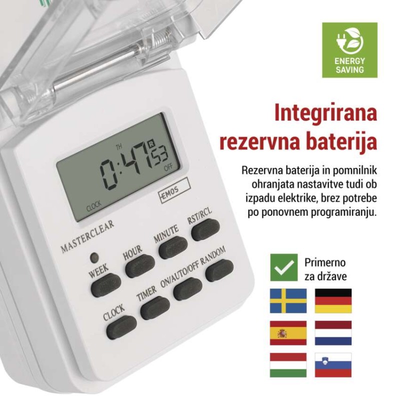 Digitalna stikalna ura tedenska IP44