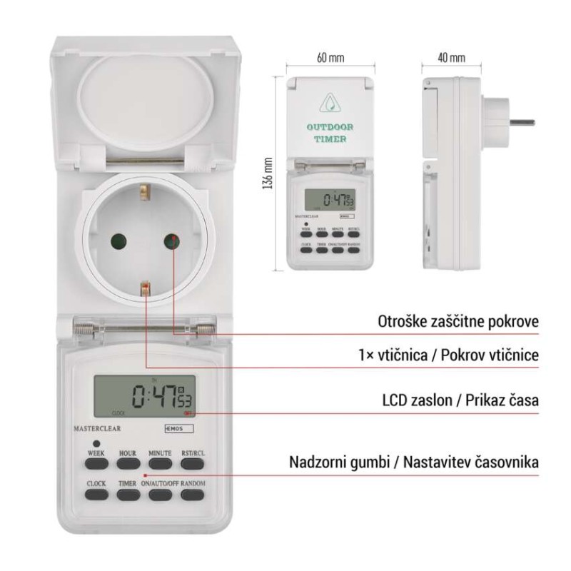 Digitalna stikalna ura tedenska IP44