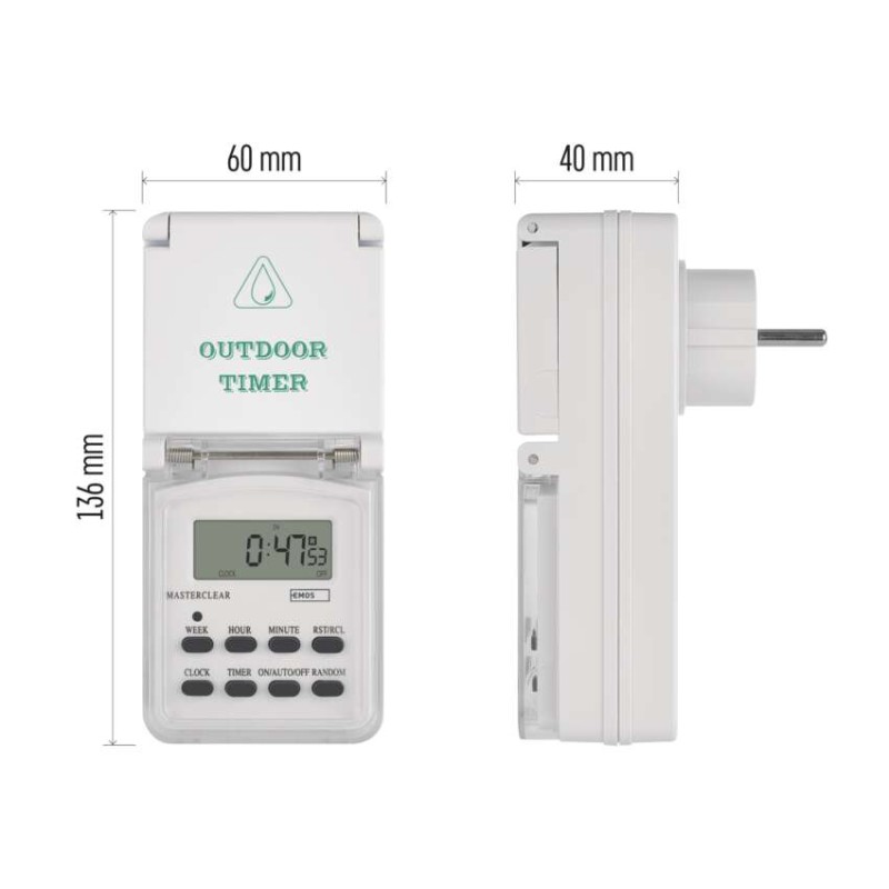 Digitālais kontaktligzdas taimeris Āra IP44