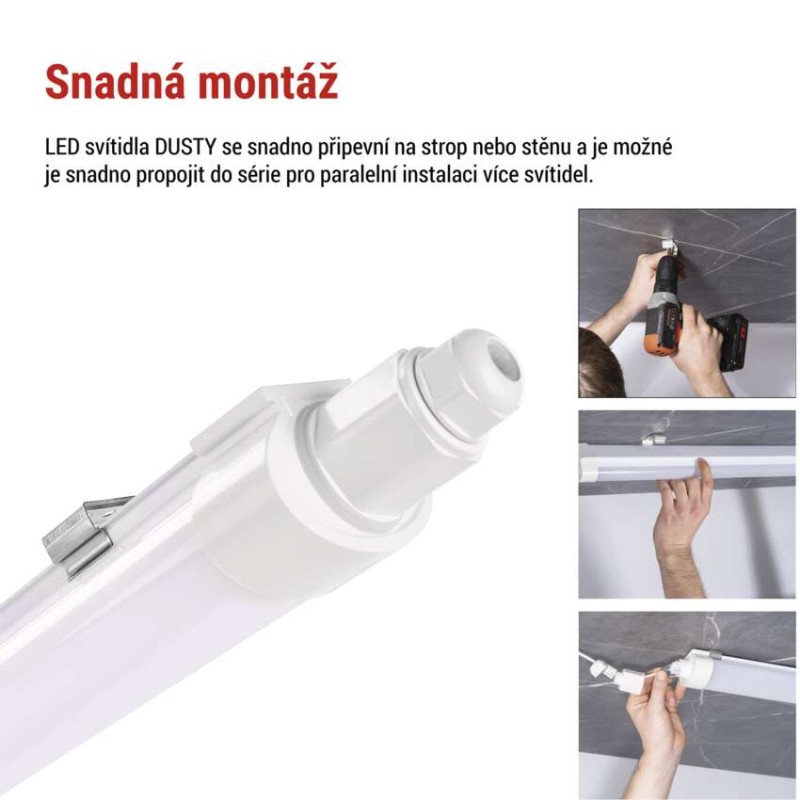 LED prachotěsné svítidlo DUSTY 50W neutrální bílá, 6500 lm, IP65