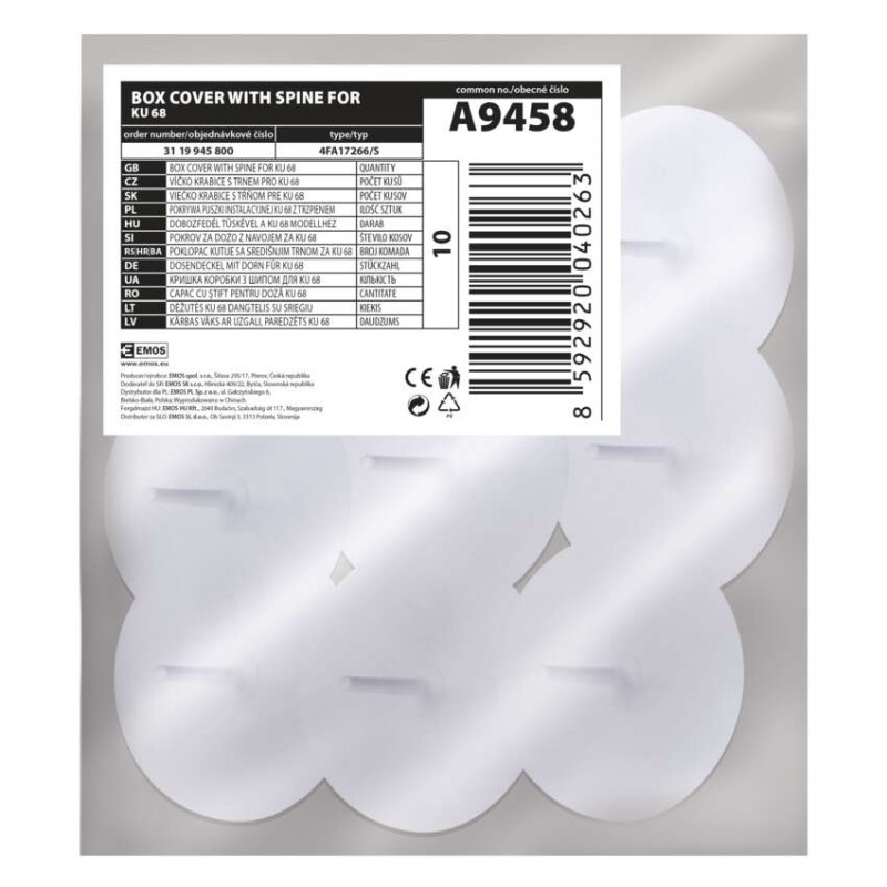 Víčko VUK1 pro UK68 s trnem, 10 ks