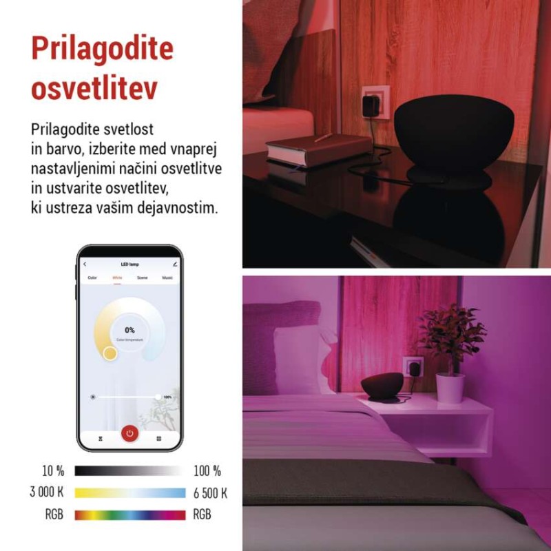 GoSmart LED ambientalna svetilka, črna, topla bela–hladna bela/ RGB, WiFi