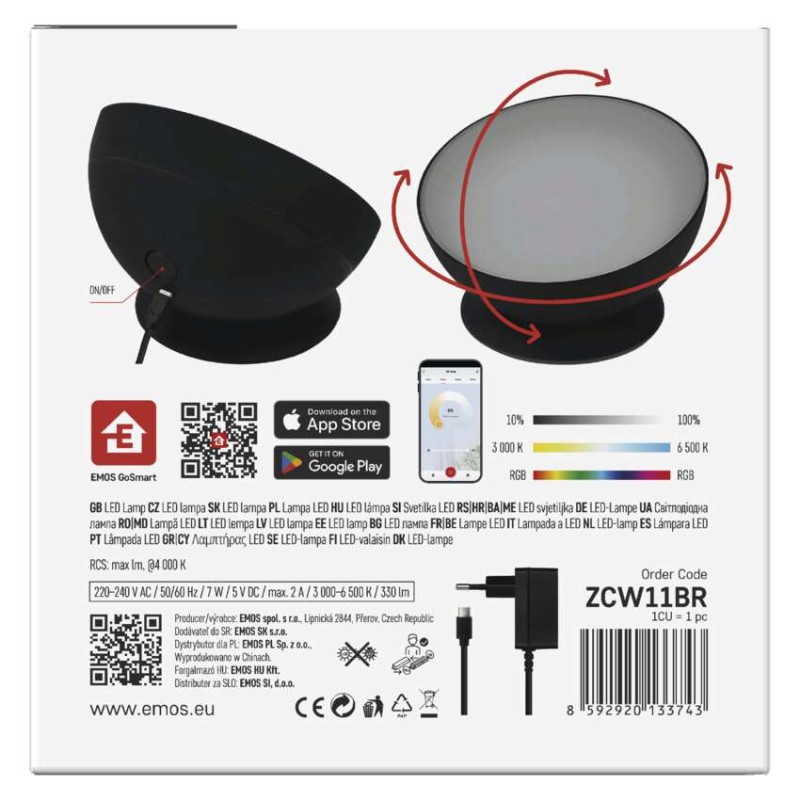 GoSmart LED hangulatlámpa, fekete, meleg fehér–hideg fehér/ RGB, WiFi