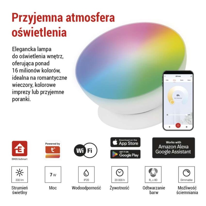 GoSmart Oprawa LED Ambilight, biała, ciepła–zimna biel/ RGB, WiFi