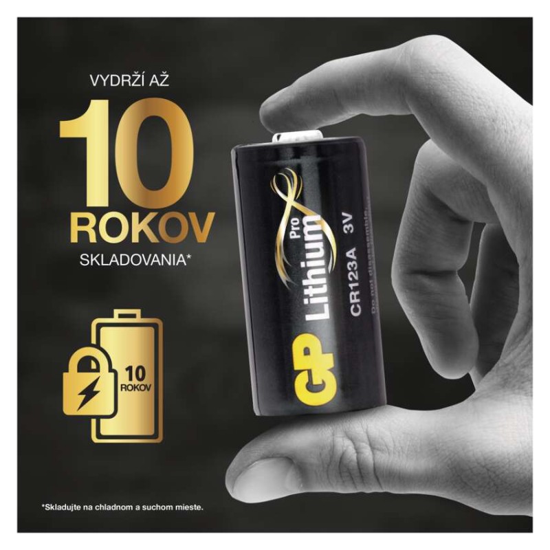 4 ks - Líthiová batéria GP CR123A