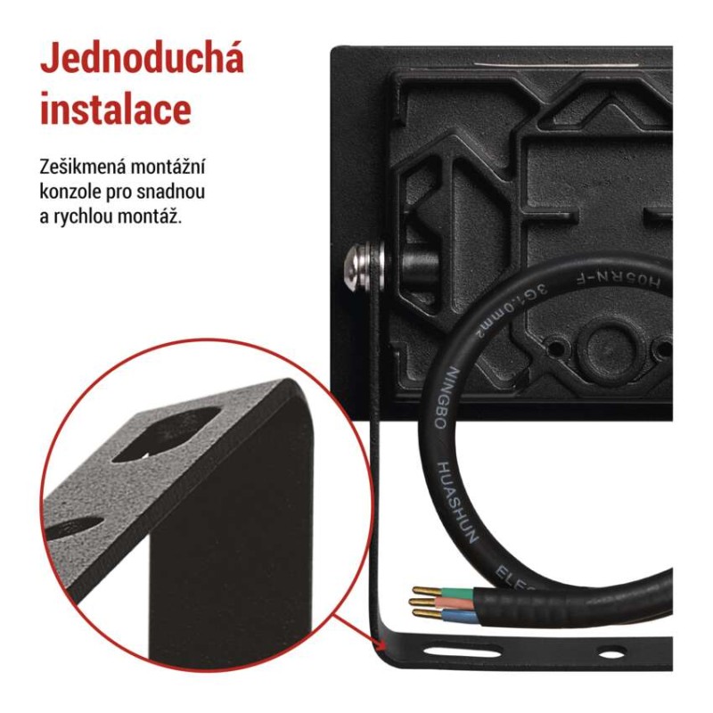 LED reflektor TAMBO, 10 W, 1000 lm, IP65, černý