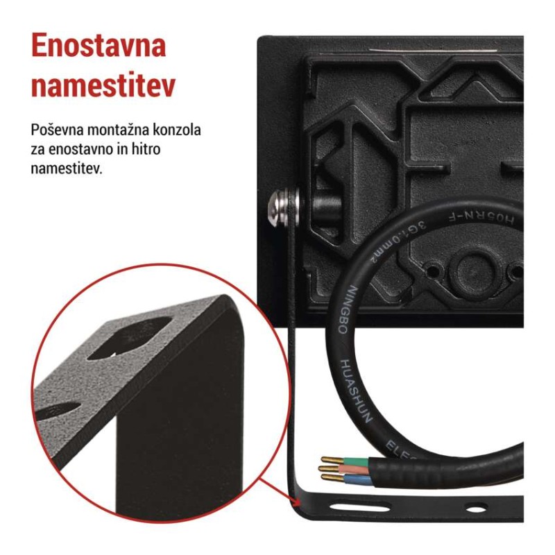LED reflektor TAMBO, 10 W, 1000 lm, IP65, črna