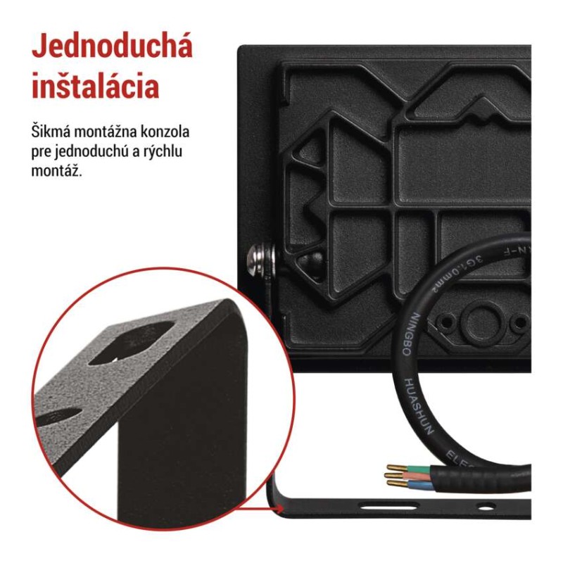 LED reflektor TAMBO, 20 W, 2000 lm, IP65, čierny