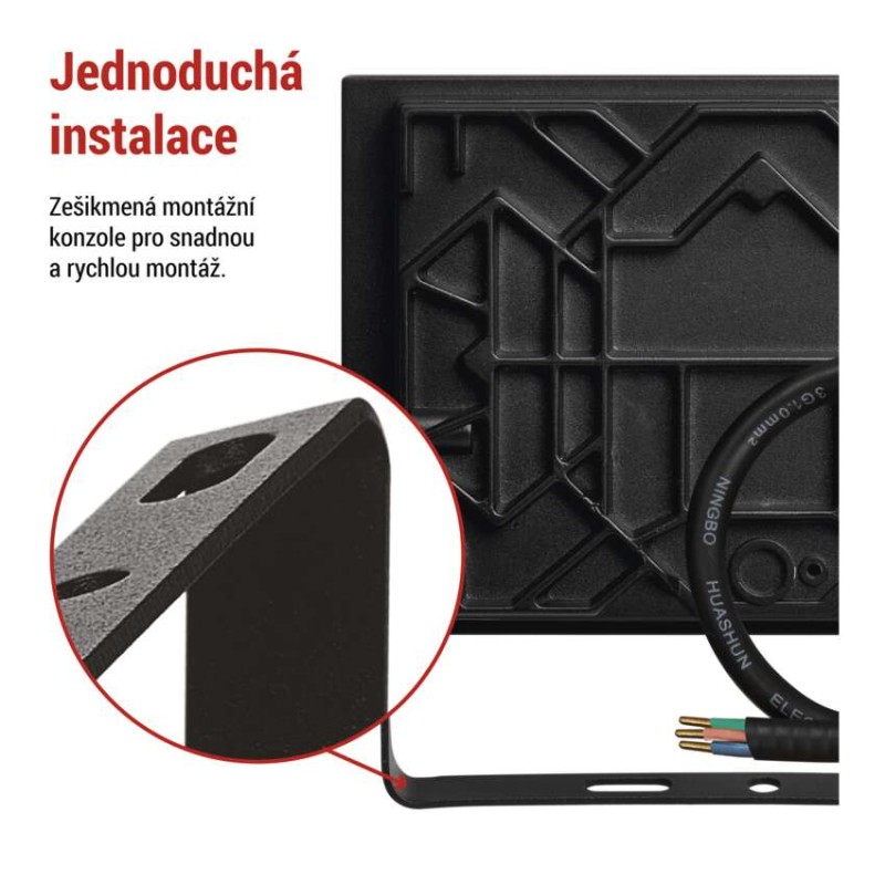 LED reflektor TAMBO, 30 W, 3000 lm, IP65, černý