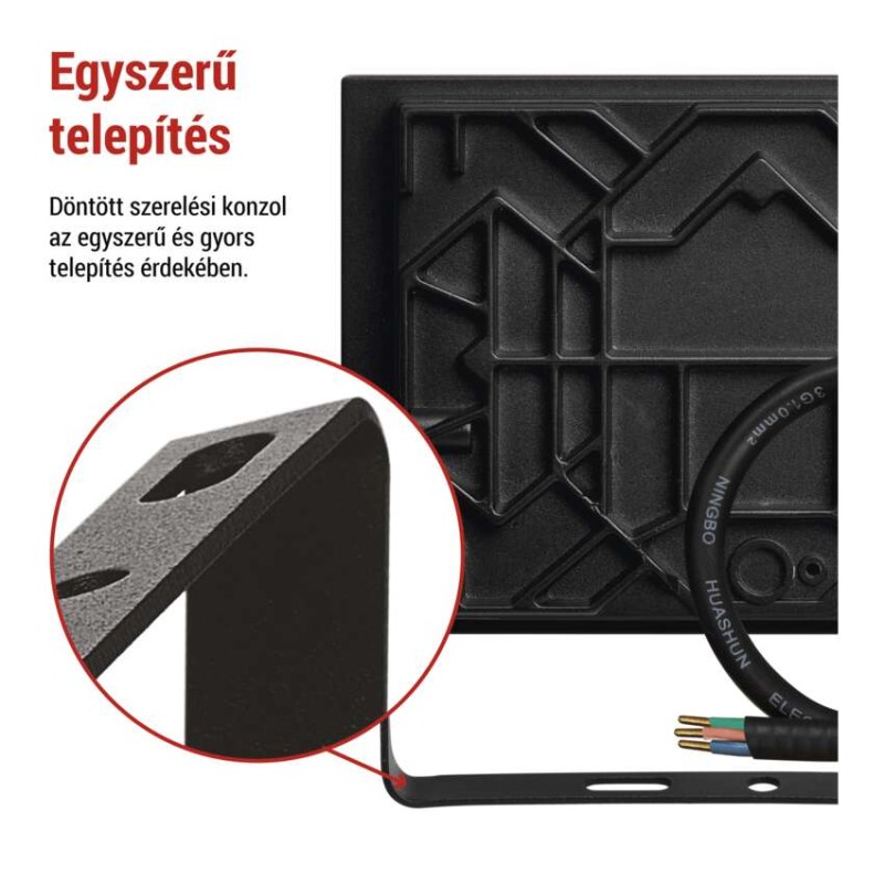 LED-es reflektor TAMBO, 30 W, 3000 lm, IP65, fekete