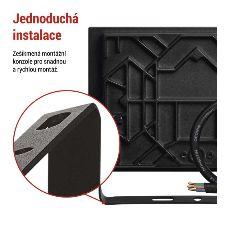 LED reflektor TAMBO, 50 W, 5000 lm, IP65, černý