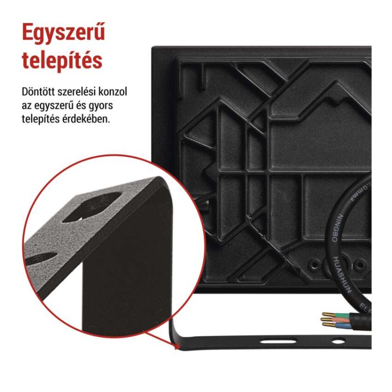 LED-es reflektor TAMBO, 50 W, 5000 lm, IP65, fekete