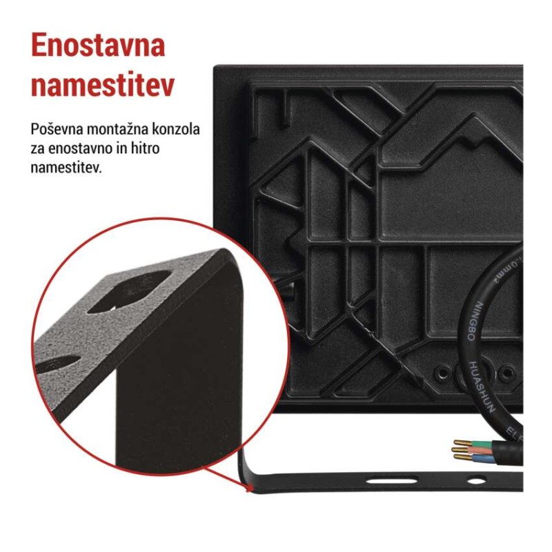 LED reflektor TAMBO, 50 W, 5000 lm, IP65, črna