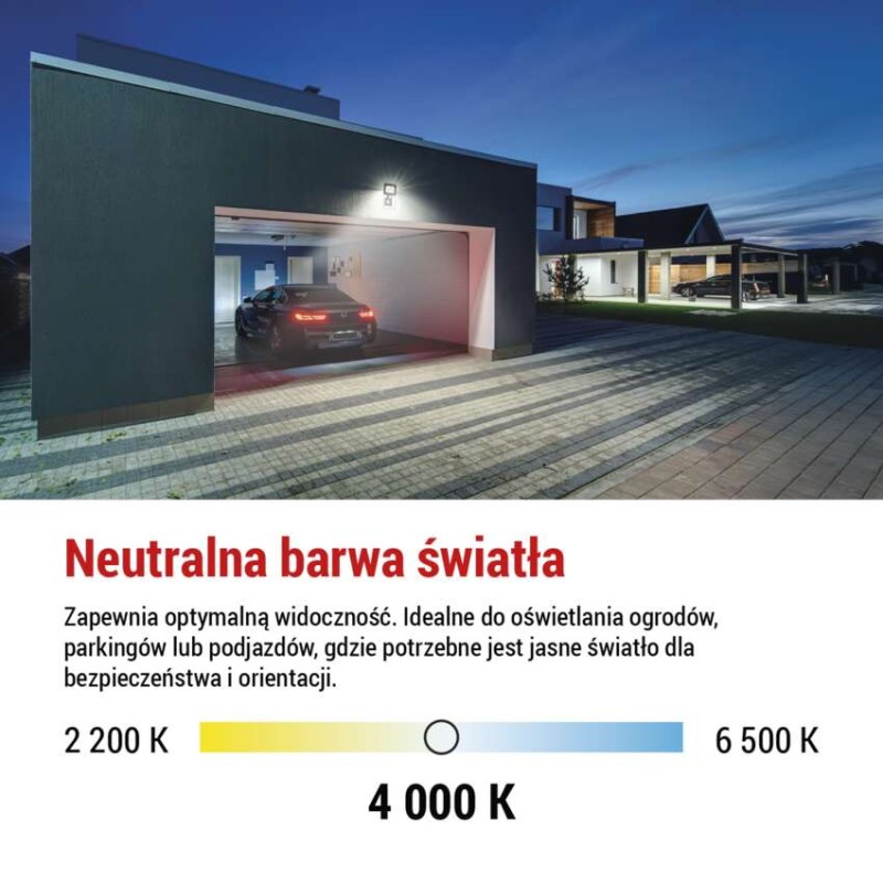 Naświetlacz LED TAMBO z czujnikiem PIR, 20 W, 2000 lm, czarny