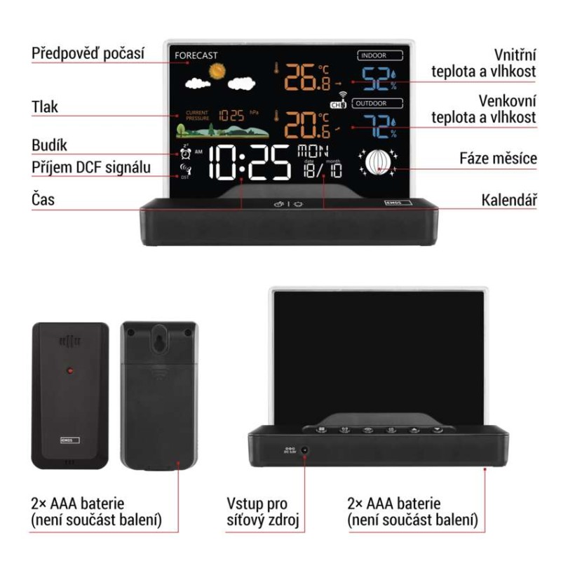 Domácí bezdrátová meteostanice E8620