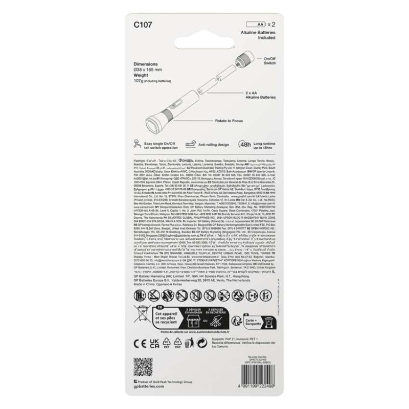 GP LED Zseblámpa C107 + 2× LR6