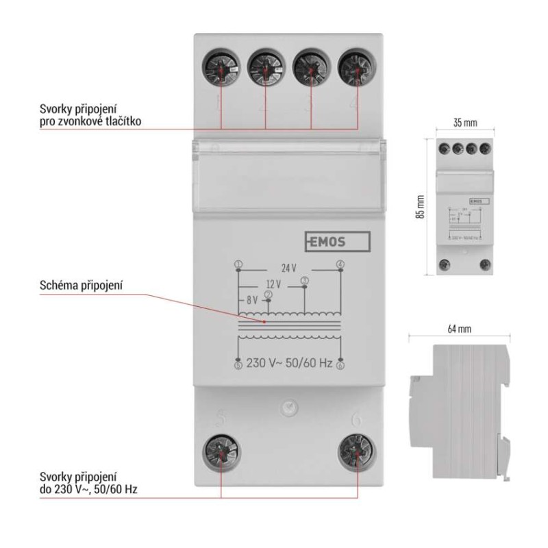 Zvonkový transformátor 8/12/24 V