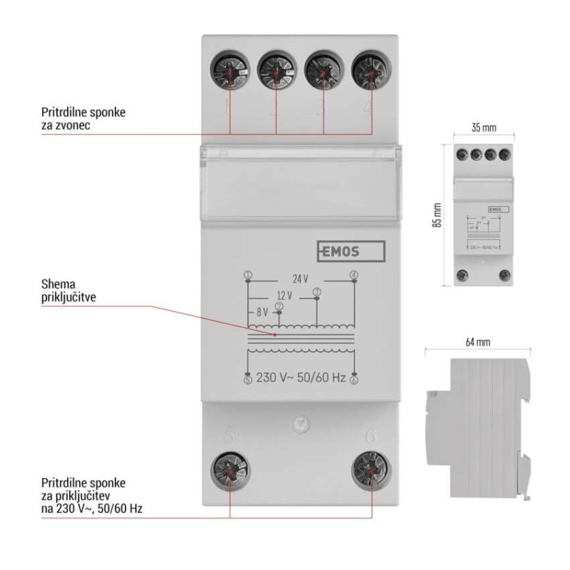 Zvončni transformator 8/12/24 V