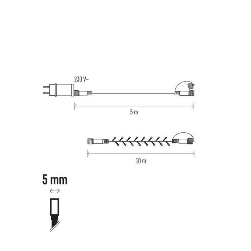 Osnovni set za povezovalni niz Klasik, 10m, topla bela