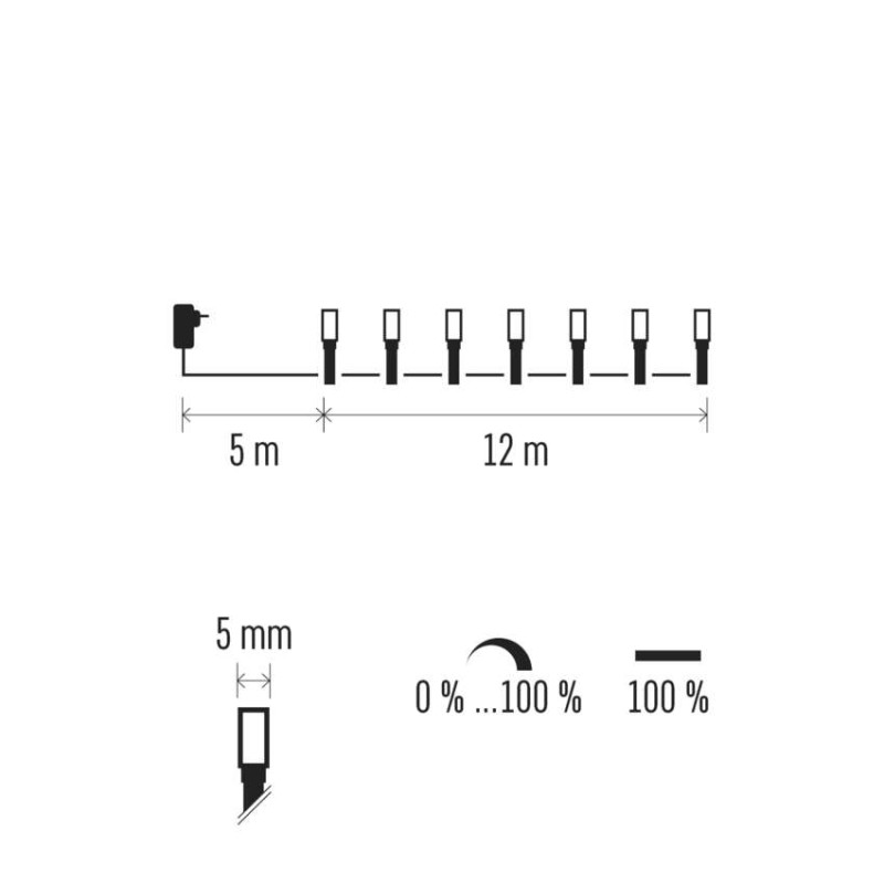 Lampki choinkowe Classic 120 LED świetliki 12m vintage + czerwone miga, IP44