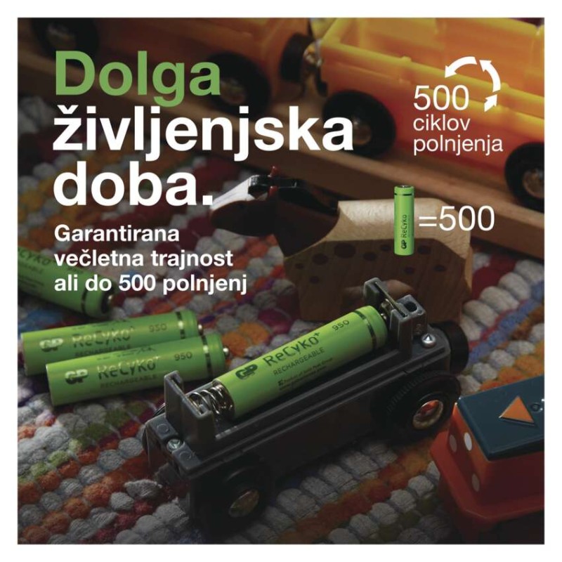 Polnilna baterija GP ReCyko 1000 mAh HR03 (AAA)