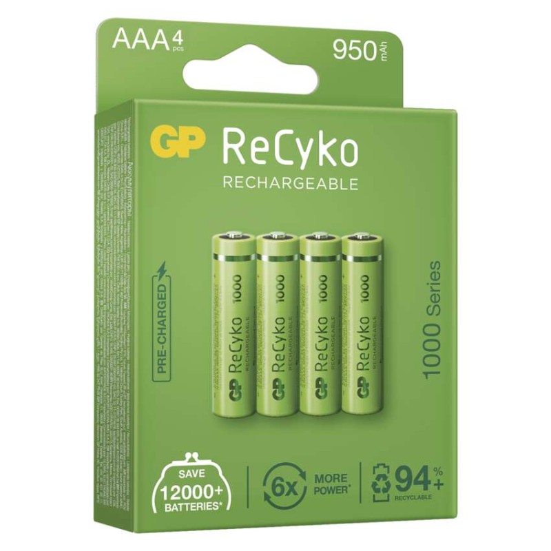 Polnilna baterija GP ReCyko 1000 mAh HR03 (AAA)