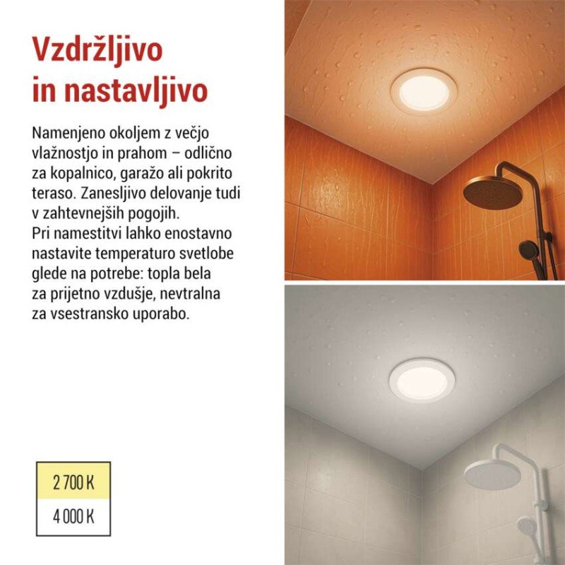 LED reflektor LORI bele barve, okrogel, 4,5W CCT