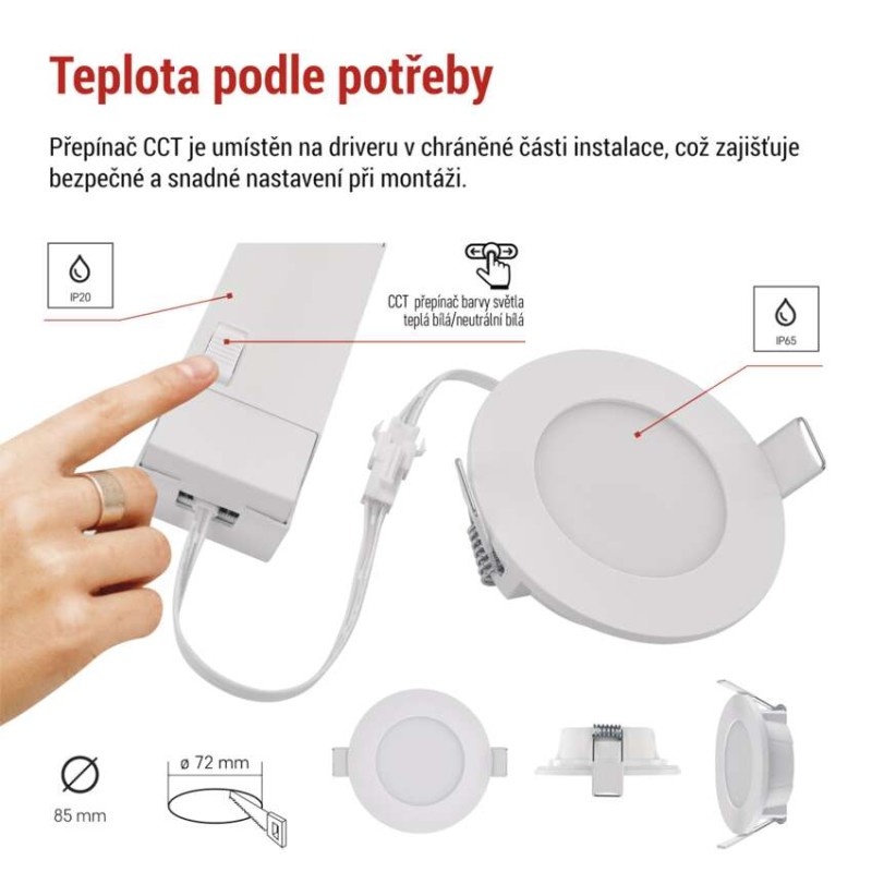 LED bodové svítidlo LORI 4,5W 345LM IP65 CCT bílá