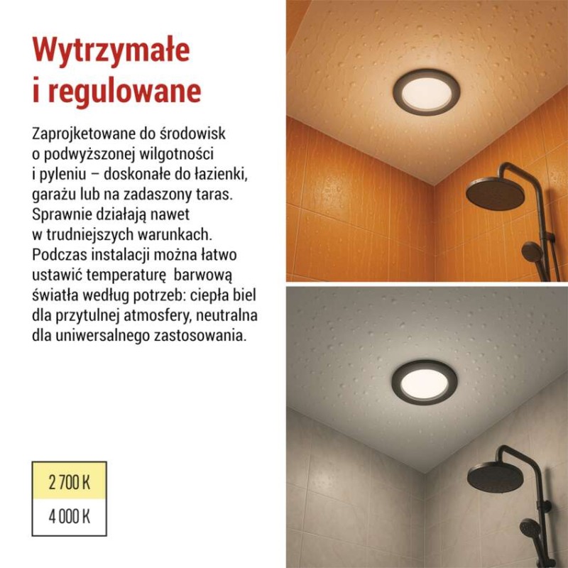 Oczko LED LORI czarne, okrągłe, 4,5W CCT